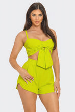 Load image into Gallery viewer, Front Oversized Bow Twisted Tie Top And Shorts Set
