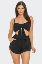Load image into Gallery viewer, Front Oversized Bow Twisted Tie Top And Shorts Set
