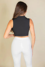 Load image into Gallery viewer, Solid Ribbed Polo Neck Tank Top
