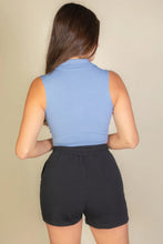 Load image into Gallery viewer, Solid Ribbed Polo Neck Tank Top
