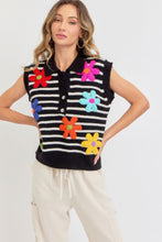 Load image into Gallery viewer, Flower Patch Stripe Knit Top
