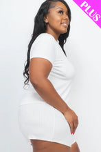 Load image into Gallery viewer, Plus Size Ribbed Short Sleeve Top&amp;shorts Set
