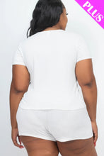 Load image into Gallery viewer, Plus Size Ribbed Short Sleeve Top&amp;shorts Set
