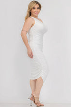 Load image into Gallery viewer, Plus Size Sexy Solid Color Ruched One Shoulder Midi Bodycon Dress
