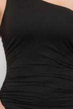 Load image into Gallery viewer, Plus Size Sexy Solid Color Ruched One Shoulder Midi Bodycon Dress
