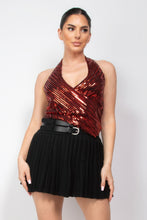 Load image into Gallery viewer, Surplice Halter Sequin Top

