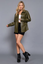 Load image into Gallery viewer, Long Slv Faux Leather Shacket
