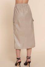 Load image into Gallery viewer, Faux Leather Midi Cargo Skirt
