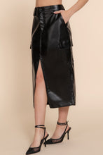 Load image into Gallery viewer, Faux Leather Midi Cargo Skirt
