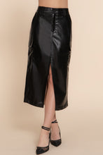 Load image into Gallery viewer, Faux Leather Midi Cargo Skirt
