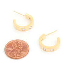 Load image into Gallery viewer, 14k Rhinestone Hoop Gold Dipped Earring
