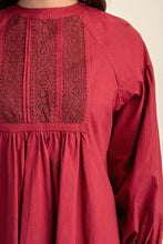 Load image into Gallery viewer, Long sleeve mini dress with lace detail
