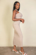 Load image into Gallery viewer, Ribbed cropped top and maxi side slit skirt
