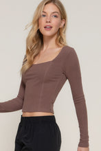 Load image into Gallery viewer, Long slv sweetheart neck seam detail knit top
