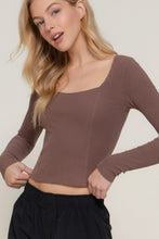 Load image into Gallery viewer, Long slv sweetheart neck seam detail knit top
