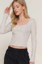 Load image into Gallery viewer, Long slv sweetheart neck seam detail knit top
