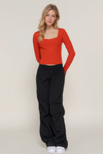 Load image into Gallery viewer, Long slv sweetheart neck seam detail knit top
