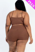 Load image into Gallery viewer, Plus Size Ribbed Cami Crop Top &amp; Ruched Shorts Set

