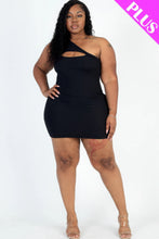 Load image into Gallery viewer, Plus Size Ribbed One Shoulder Cutout Front Casual Mini Bodycon Dress
