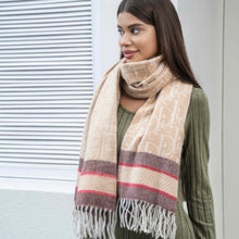 Load image into Gallery viewer, Double stripe blanket scarf with tassel
