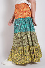 Load image into Gallery viewer, Ditsy floral color block skirt with front slit
