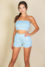Load image into Gallery viewer, Simple Solid Color Tube Top And Shorts Two Piece Set
