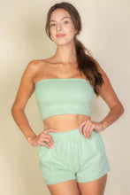 Load image into Gallery viewer, Simple Solid Color Tube Top And Shorts Two Piece Set
