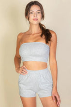 Load image into Gallery viewer, Simple Solid Color Tube Top And Shorts Two Piece Set

