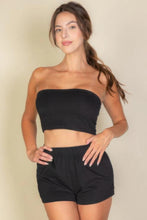 Load image into Gallery viewer, Simple Solid Color Tube Top And Shorts Two Piece Set
