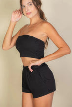 Load image into Gallery viewer, Simple Solid Color Tube Top And Shorts Two Piece Set
