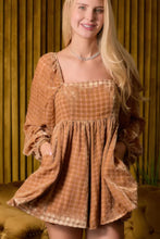 Load image into Gallery viewer, Velvet Long Sleeve Square Neck Flowy Romper
