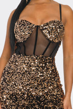 Load image into Gallery viewer, Cecily Teddy Velvet Corset Maxi Dress
