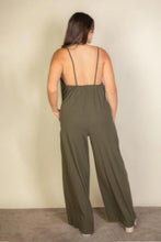 Load image into Gallery viewer, Plus spaghetti strap solid wide jumpsuit
