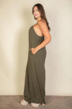 Load image into Gallery viewer, Plus spaghetti strap solid wide jumpsuit
