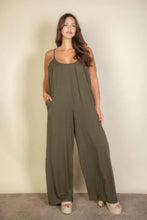 Load image into Gallery viewer, Plus spaghetti strap solid wide jumpsuit
