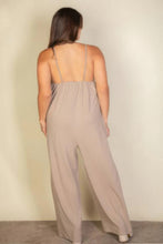 Load image into Gallery viewer, Plus spaghetti strap solid wide jumpsuit
