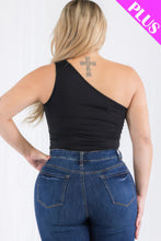 Load image into Gallery viewer, Plus size one shoulder solid casual bodysuit
