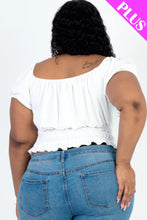 Load image into Gallery viewer, Plus size casual ruched puff sleeve ribbed knit solid top
