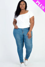 Load image into Gallery viewer, Plus size casual ruched puff sleeve ribbed knit solid top
