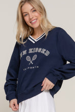 Load image into Gallery viewer, Long slv v-neck embroidered sweatshirt
