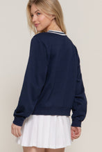 Load image into Gallery viewer, Long slv v-neck embroidered sweatshirt
