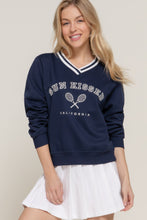 Load image into Gallery viewer, Long slv v-neck embroidered sweatshirt
