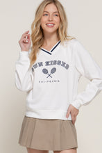 Load image into Gallery viewer, Long slv v-neck embroidered sweatshirt
