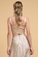 Load image into Gallery viewer, Floral sequins straight neck crop top
