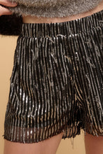 Load image into Gallery viewer, Striped sequins high waist shorts
