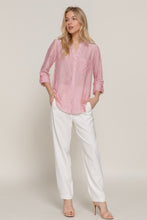 Load image into Gallery viewer, Long Slv Split Round Neck Stripe Woven Shirt
