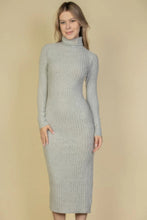 Load image into Gallery viewer, Sweater-knit Fuzzy Turtle Neck Split Thigh Dress
