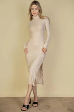 Load image into Gallery viewer, Sweater-knit Fuzzy Turtle Neck Split Thigh Dress
