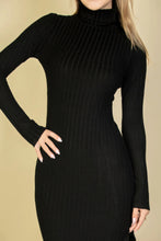 Load image into Gallery viewer, Sweater-knit Fuzzy Turtle Neck Split Thigh Dress
