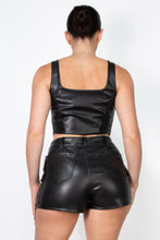 Load image into Gallery viewer, Faux Leather Square Zippered Crop Top
